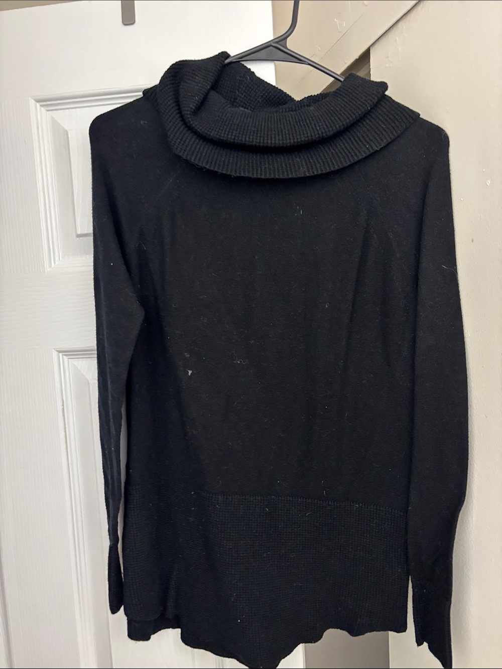 Cyrus Black Ribbed Cowl Neck Sweater